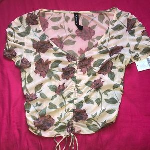 Urban Outfitters sheer floral shirt, Size XL